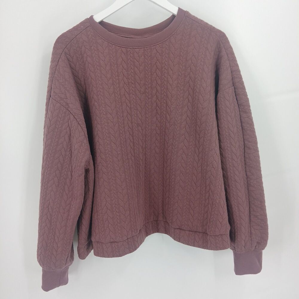 A New Day Womens Cable Knit Sweater Size XL Dusty Purple Crewneck Long Sleeve